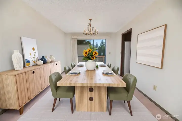 Virtually staged dining room