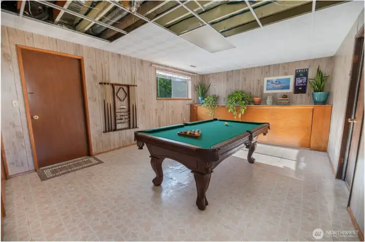 Virtually staged rec room. This home has a family room AND a rec room!