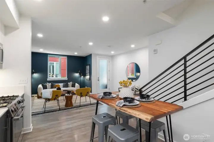 The main floor is wider and larger than the average tonwhouse.