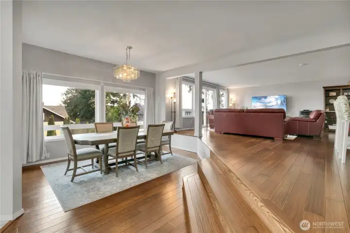 Dining room with water views and adjoins the living room