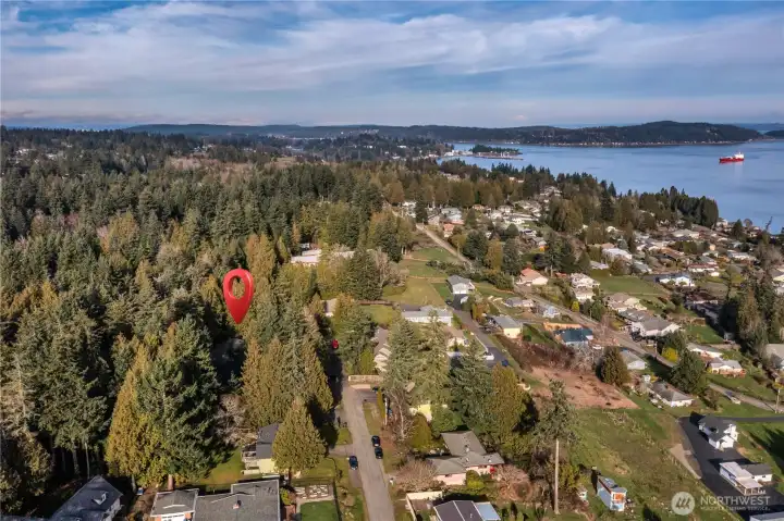 Aerial View of the home and looking North