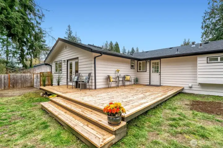 Step outside to a fully fenced backyard with a generous deck, ideal for gatherings, relaxation, or outdoor dining. Double gate for RV or boat parking.