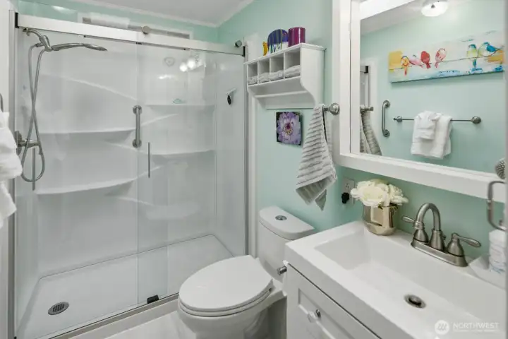 Guest bathroom with large walk-in shower