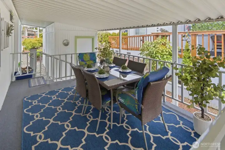 First of two covered decks. Perfect size for entertaining