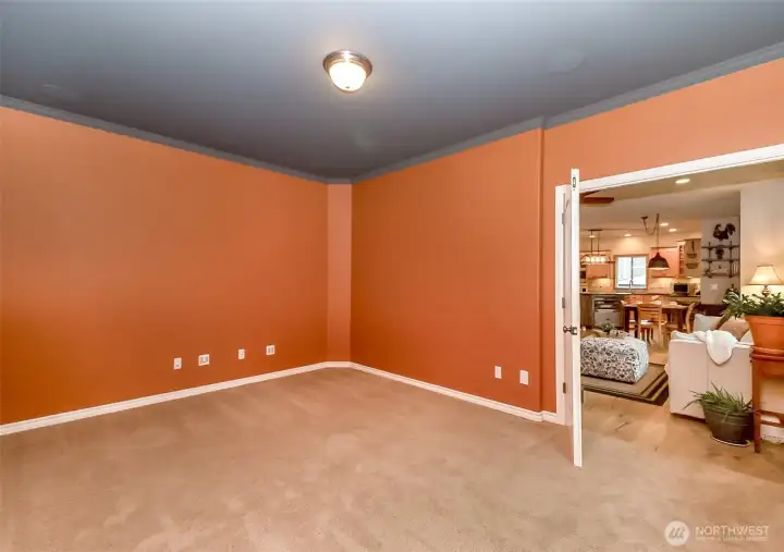 home theatre room or flex room next to rec room