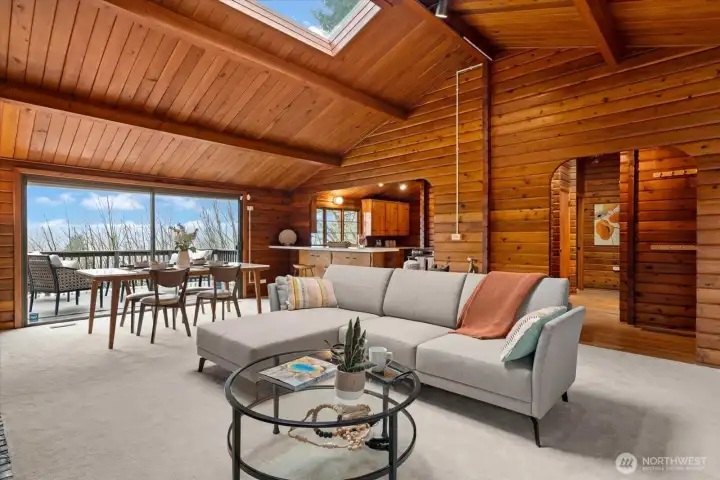 Cabin-inspired vibes, yet spacious open living spaces, offering ease of flow