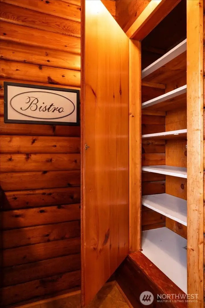 Handmade, pine cabinets offer ample storage space