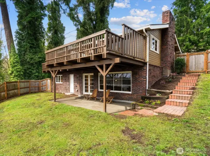 Sizable west-facing deck and covered lower-level patio, offer both full afternoon sun or a shaded spot to enjoy up the beautiful views