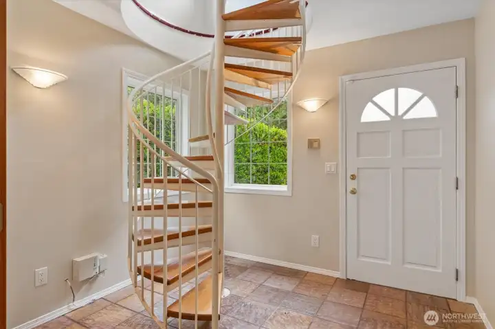 2nd Entry to office, spiral stairs to game room