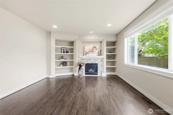 Spacious family room with gas firplace
