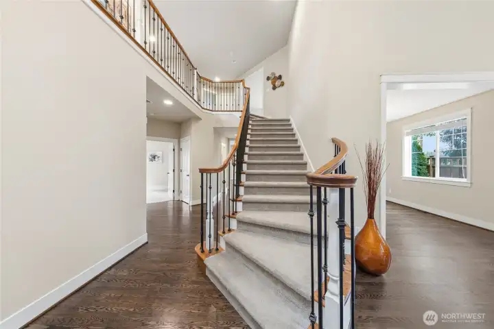 Grand staircase with iron spindles