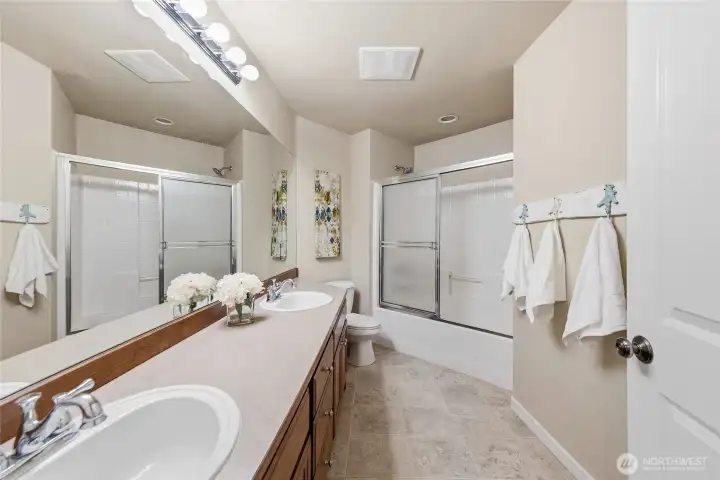 Second bathroom with double vanity upstairs