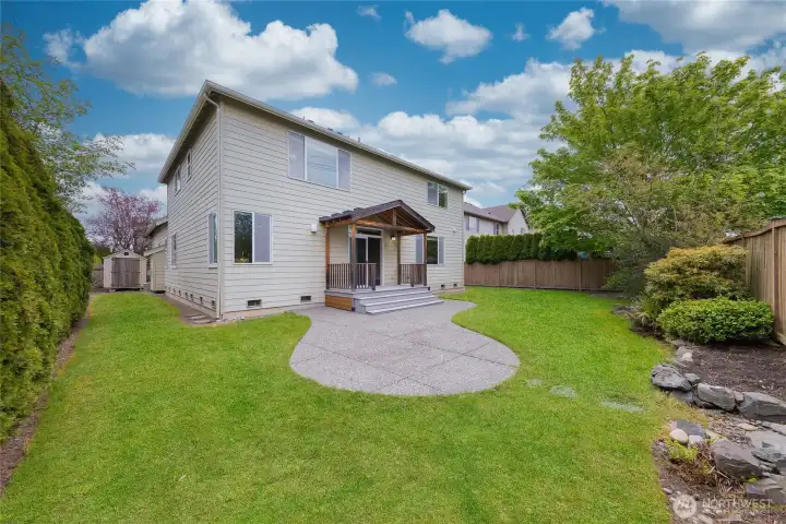 Back yard with big patio