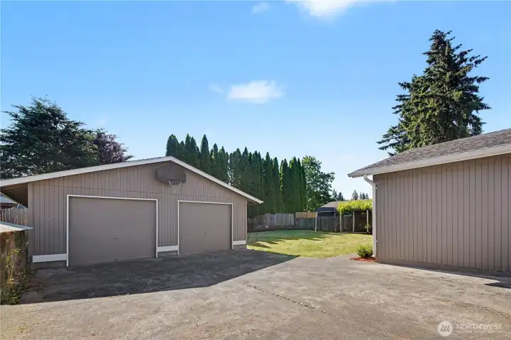 Two car detached garage.