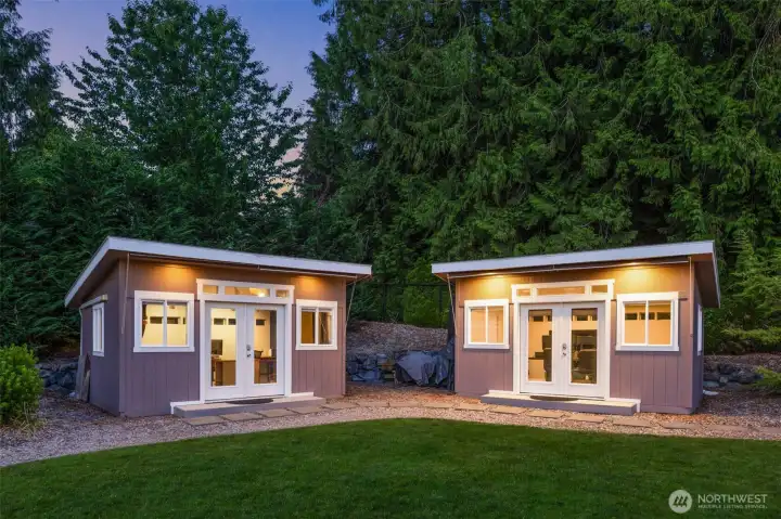 Not one but TWO detached offices with power, internet, heating and cooling.