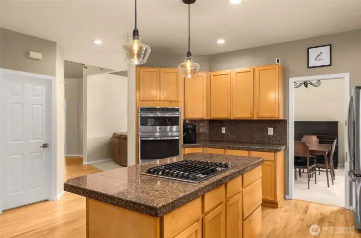 Easy transition to dining room from kitchen making serving a breeze