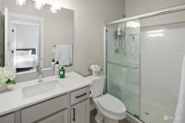 Main level bathroom with walk-in shower