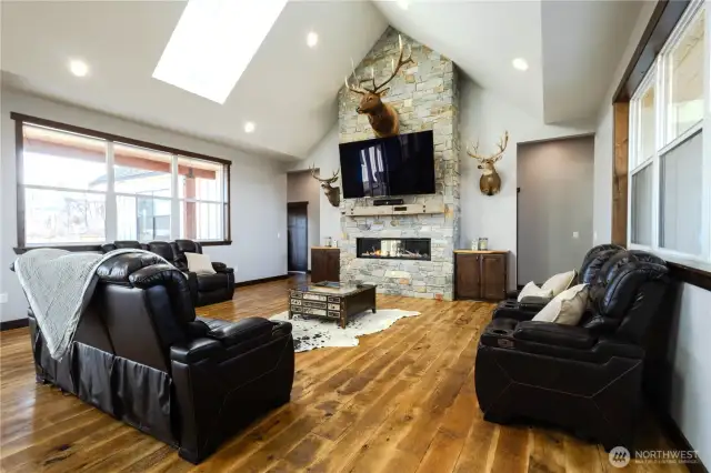 Great room with kitchen on the far end