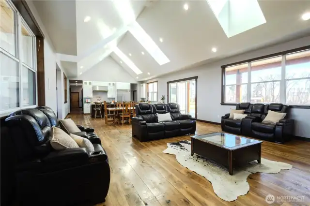 Great room with kitchen on the far end