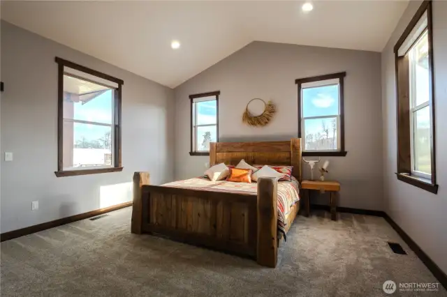 Primary bedroom with electric shades