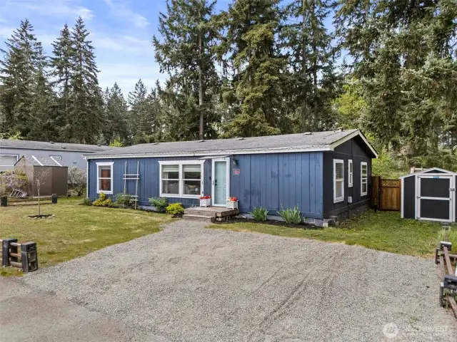 Fresh Gravel Provides Plenty of Off Street Parking. Storage Shed for All Your Garden Tools!
