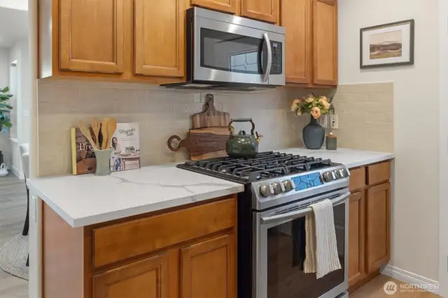Gas stove and above-range microwave