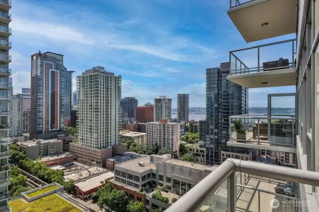 Water view from covered condo balcony!