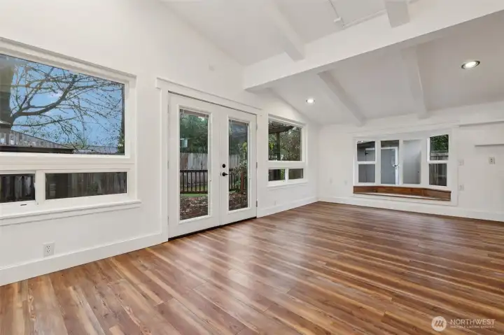 french doors ready for summer entertaining in the large backyard