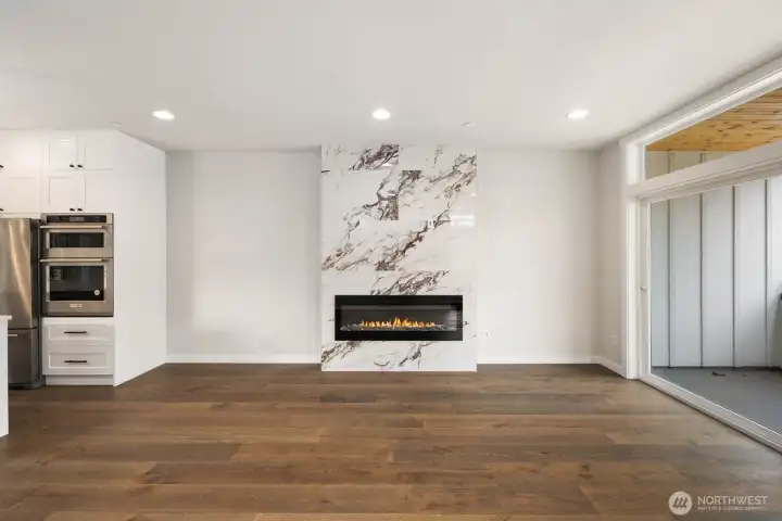 Elegant fireplace with refined marble detailing