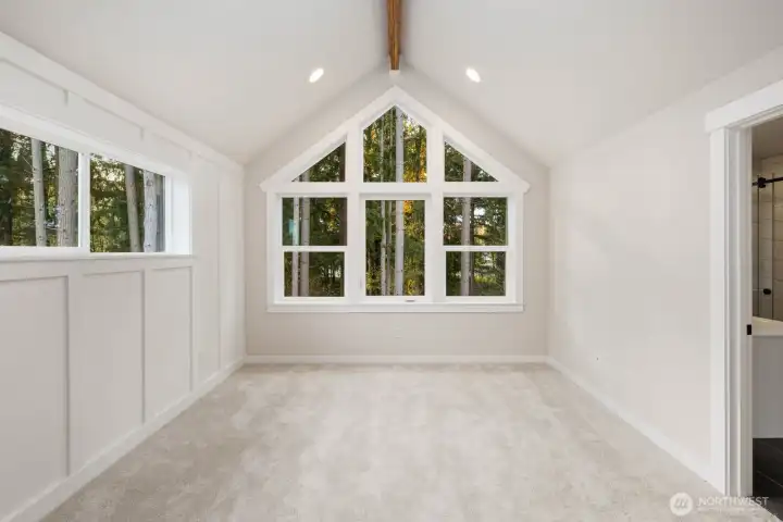 Beautiful A-frame windows capturing wide, uninterrupted territorial scenery