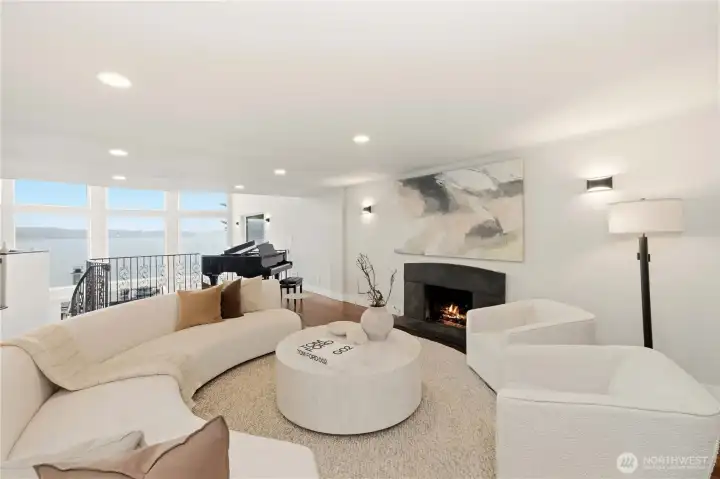 Serene Living Room w/ Lake Views