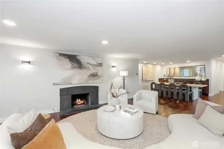 Open Main Floor Plan with Cherry Hardwood Flooring