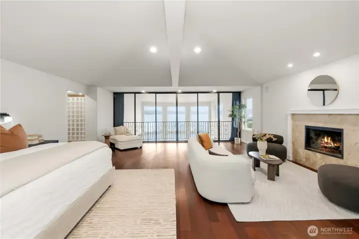 Oversized Primary Suite with Retractable Glass Wall Panel