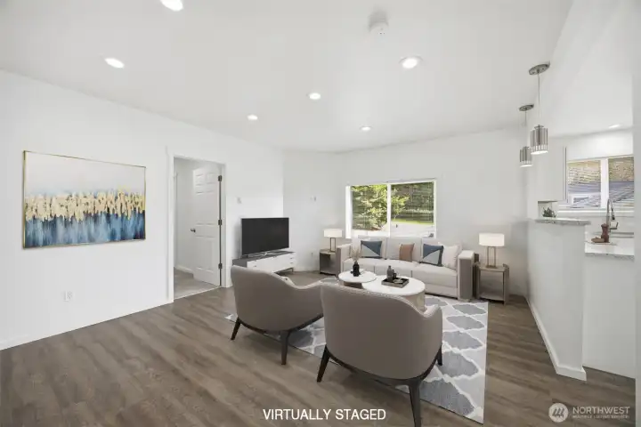 Virtually staged living room