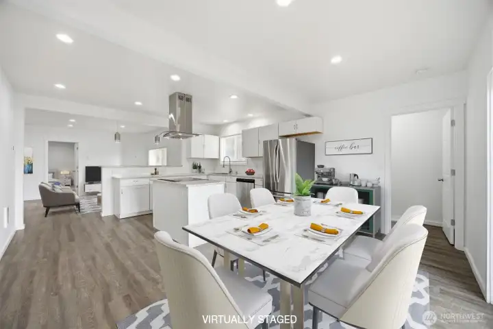 Virtually staged dining area.