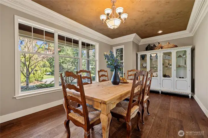 Formal dining room has north facing garden views.
