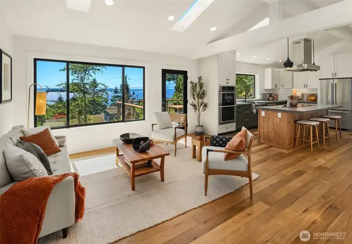 Large picture windows take in the gorgeous views