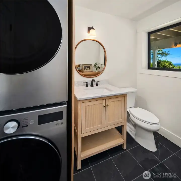 Bath and laundry on lower level