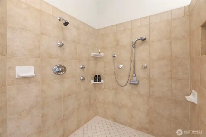 Primary bath walk-in shower. Primary bath walk-in shower.