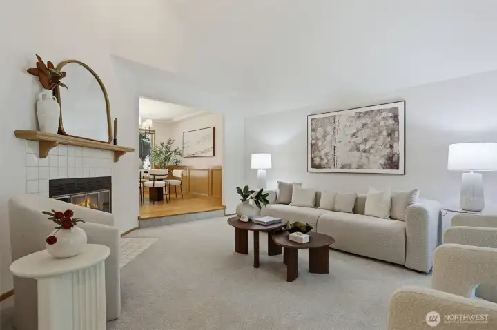 Spacious Living Room has soaring ceilings. Spacious Living Room has soaring ceilings.