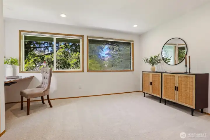 Upper level versatile bonus room perfect for home office, media room, bedroom, or flex space. Upper level versatile bonus room perfect for home office, media room, bedroom, or flex space.