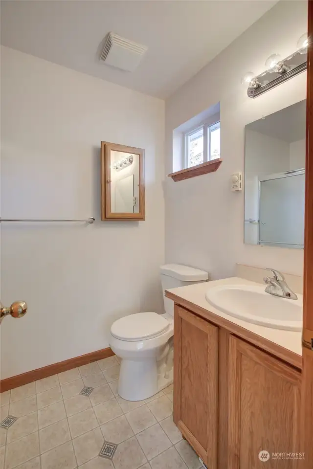 Primary suite has an attached, private bathroom.