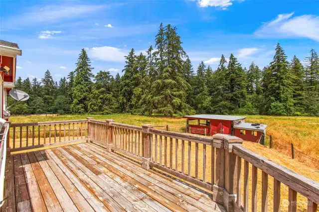 Deck area overlooking open pastures