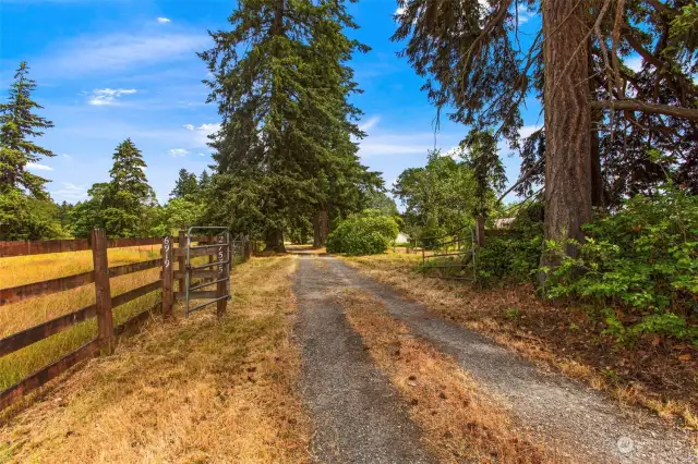 Private driveway with gated entrance