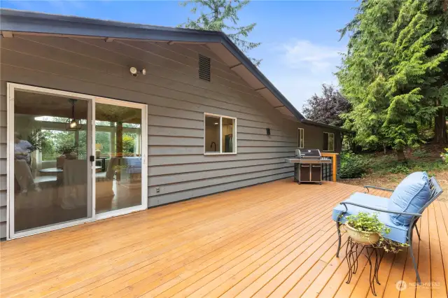 Huge deck and large, shaded back yard.