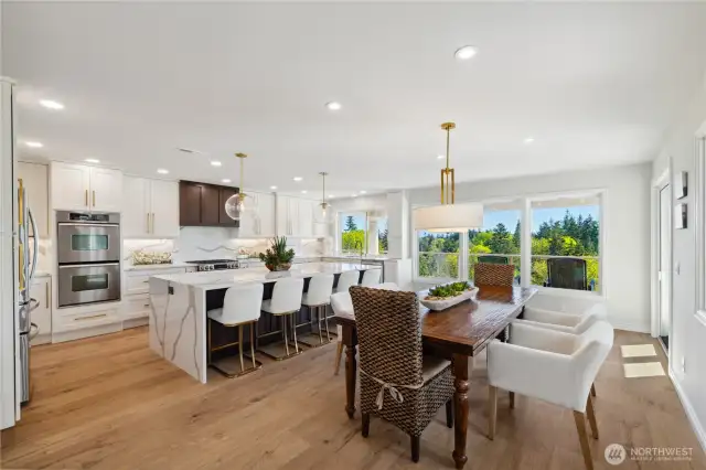 That brand new flooring is imported European, wide plank and has radiant heat under the flooring in the dining, living, hallway primary bed and bathroom.