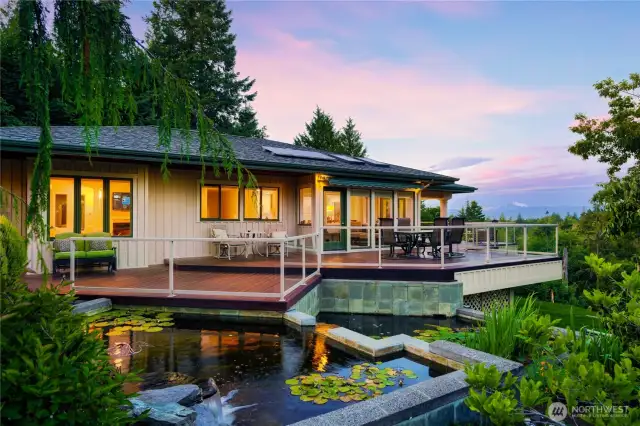 Large side deck with double Koi pond and waterfall.  Come take a look for yourself!