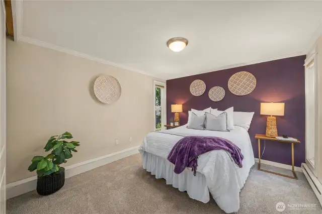 The generous sized one bedroom is conveniently tucked away in the corner of the unit