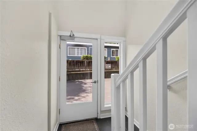 Enter through a secure and quiet building