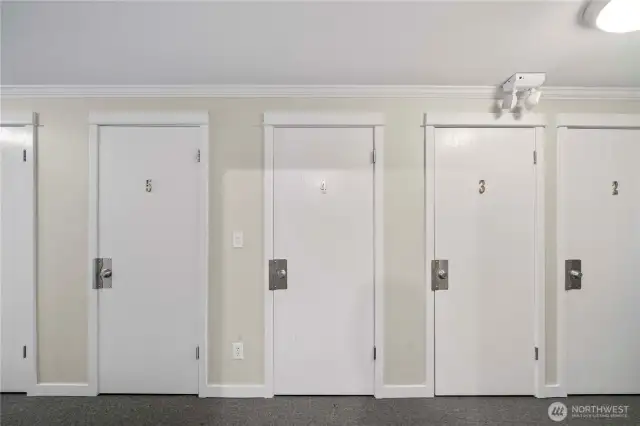 Private storage locker allows you to free up space in your cozy condo